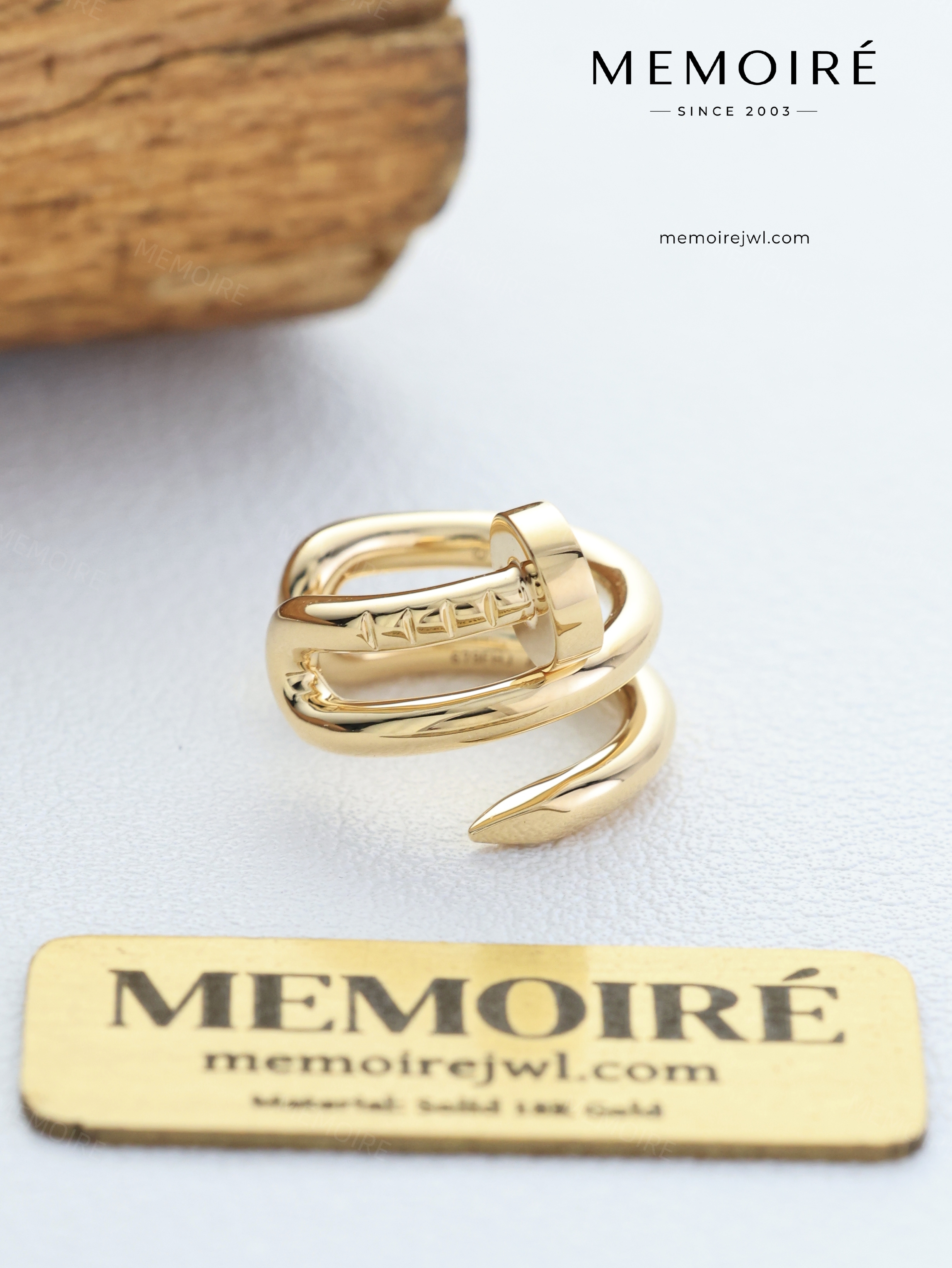 MEMOIRÉ 18K Yellow Gold Triple Band Nail Ear Cuff